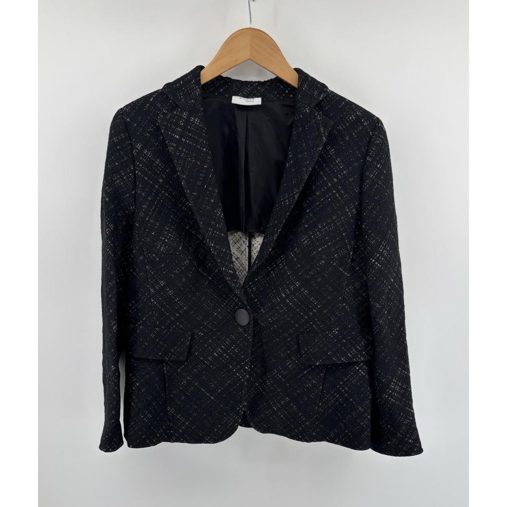 Akris Punto Salt & Pepper Italian Wool Single Breasted Blazer US Sz 14